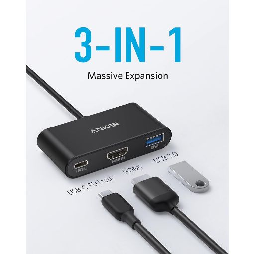 Εικόνα της Docking Station Anker USB-C 3-In-1 4K HDMI Black A8339HA1