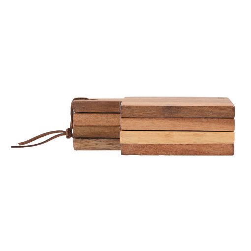 Εικόνα της Σετ Σουβέρ Estia Allure Ξύλινο 14x10cm 4τμχ Μπεζ 01-28275