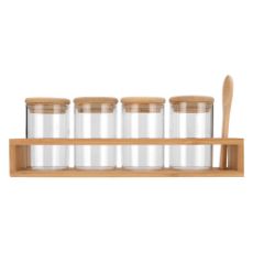Εικόνα της Σετ Δοχεία Μπαχαρικών Estia Bamboo Essentials Γυάλινα με Ξύλινο Καπάκι, Βάση και Κουτάλι 5 τμχ 01-28206