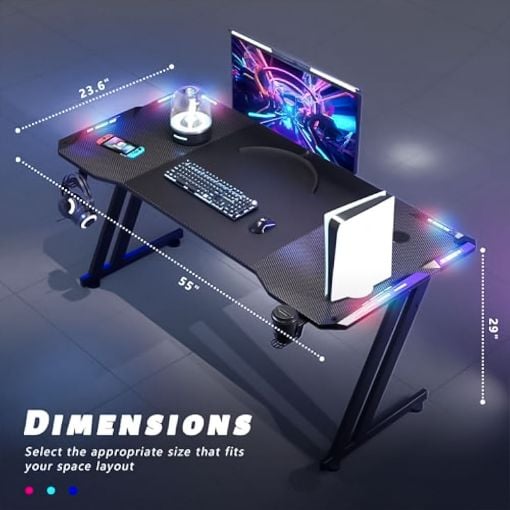 Εικόνα της Gaming Desk Lamtech RGB 140x60x75cm Black LAM980343