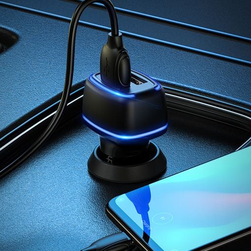 Εικόνα της Φορτιστής Αυτοκινήτου Lamtech Dual USB-A 2.4A με Καλώδιο Type-C 1m LAM112563