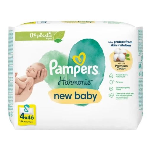 Εικόνα της Μωρομάντηλα Pampers Harmonie New Baby 4x46τμχ