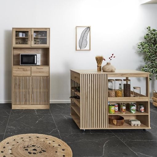 Εικόνα της Νησίδα Home Deco Factory Klaus με Ροδάκια 105x60x90cm HD0309
