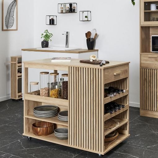 Εικόνα της Νησίδα Home Deco Factory Klaus με Ροδάκια 105x60x90cm HD0309