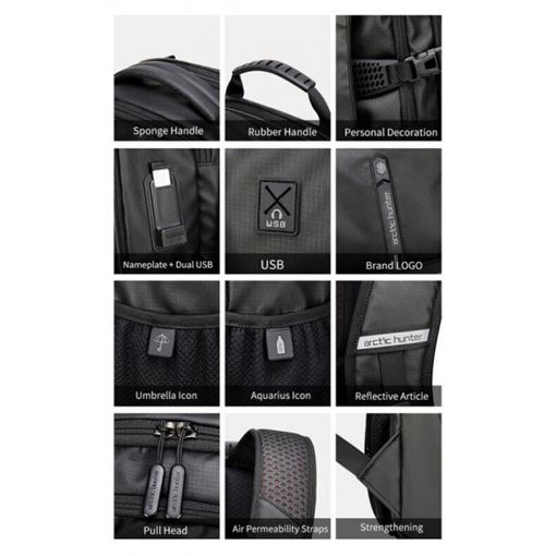 Εικόνα της Τσάντα Laptop 15.6" Arctic Hunter B00388 Backpack 27L Grey