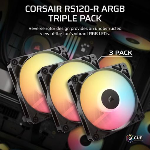 Εικόνα της Case Fan Corsair RS120-R 120mm ARGB PWM Reverse (3-Pack) Black CO-9050196-WW