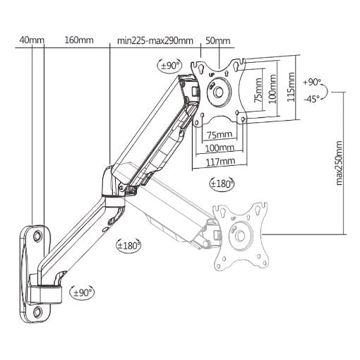 Εικόνα της Monitor Bracket Brateck for Desktop 17-32" Black LDA32-112