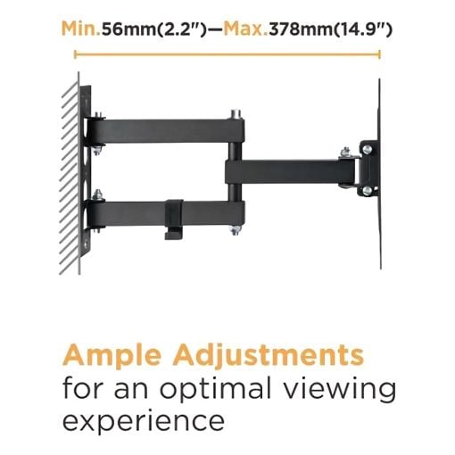 Εικόνα της Επιτοίχια Βάση Τηλεόρασης Powertech Full-motion 23-43" Black PT-1129