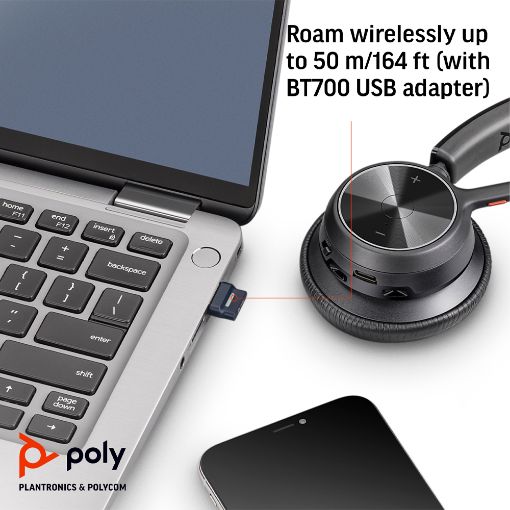 Εικόνα της Headset Poly Voyager 4320-M Bluetooth Microsoft Teams Certified USB-C + BT700 Dongle + Charging Stand 77Z32AA