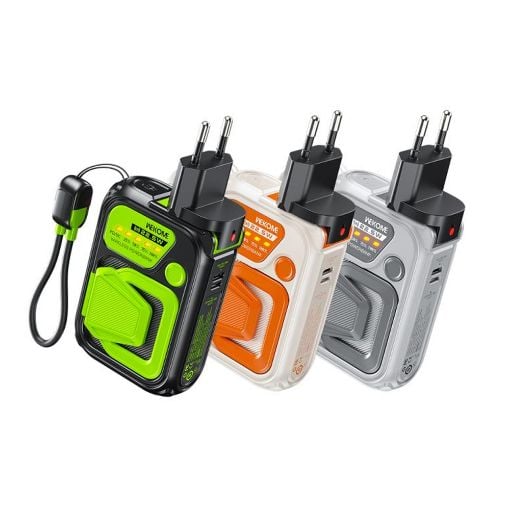 Εικόνα της Power Bank WK 10000mAh Magnetic Wireless & USB-C/USB-A/Lightning 22.5W Grey WP-89