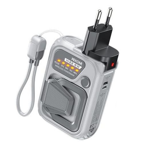 Εικόνα της Power Bank WK 10000mAh Magnetic Wireless & USB-C/USB-A/Lightning 22.5W Grey WP-89