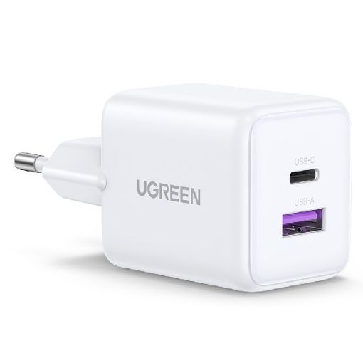 Εικόνα της Φορτιστής Ugreen X516 USB-A & USB-C PD GaN 30W White 65015