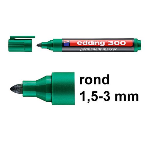 Εικόνα της Μαρκαδόρος Ανεξίτηλος Edding 300 1,5 - 3 mm Green 4-300004