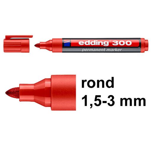 Εικόνα της Μαρκαδόρος Ανεξίτηλος Edding 300 1,5 - 3 mm Red 4-300002