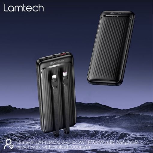 Εικόνα της Power Bank Lamtech Ultra-Thin 10000mAh 22.5W USB-C & Lightning Black LAM114536