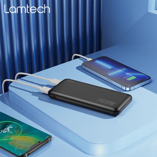 Εικόνα της Power Bank Lamtech 10000mAh 2x USB-A & USB-C Black LAM112891