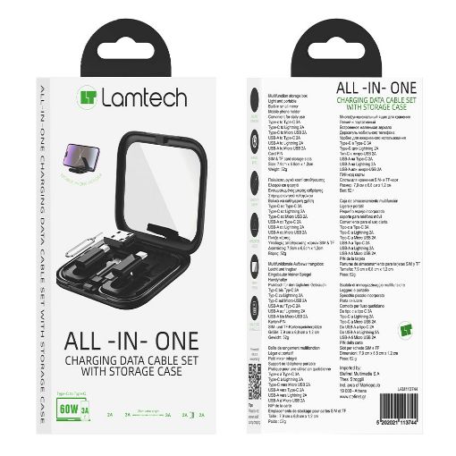 Εικόνα της Lamtech All-In-One Charging & Data Cable with Storage Cage Black LAM113744