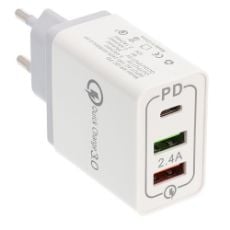 Εικόνα της Φορτιστής Lamtech 2x USB-A QC3.0 & USB-C PD 15W White LAM022001