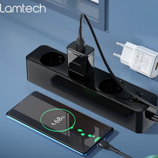 Εικόνα της Φορτιστής Lamtech USB-A QC3.0 18W με Καλώδιο USB-C 1m Black LAM021981