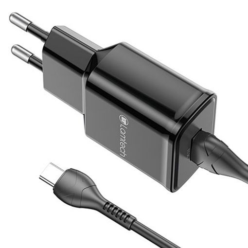 Εικόνα της Φορτιστής Lamtech USB-A QC3.0 18W με Καλώδιο USB-C 1m Black LAM021981