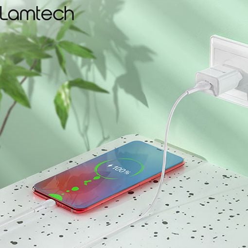 Εικόνα της Φορτιστής Lamtech USB-A QC3.0 18W με Καλώδιο USB-C 1m White LAM021998