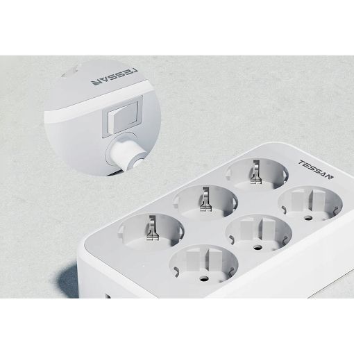 Εικόνα της Πολύπριζο Tessan 6 Θέσεων με 2x USB-A & 1x USB-C TS-PS02DE00
