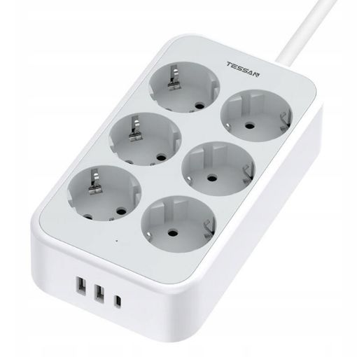 Εικόνα της Πολύπριζο Tessan 6 Θέσεων με 2x USB-A & 1x USB-C TS-PS02DE00