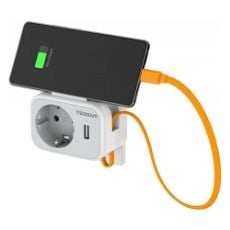 Εικόνα της Tessan Wall Socket 1 Θέσης με 1x USB-A & Καλώδιο USB-C 15cm TS-332-DE