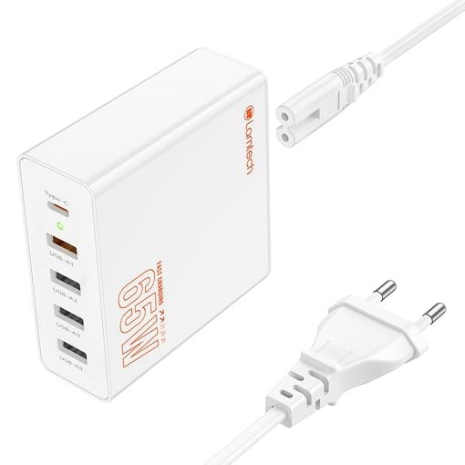 Εικόνα της Φορτιστής Lamtech 4x USB-A QC3.0 & USB-C PD GaN 65W White LAM113409