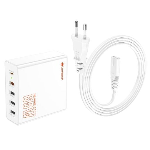 Εικόνα της Φορτιστής Lamtech 4x USB-A QC3.0 & USB-C PD GaN 65W White LAM113409