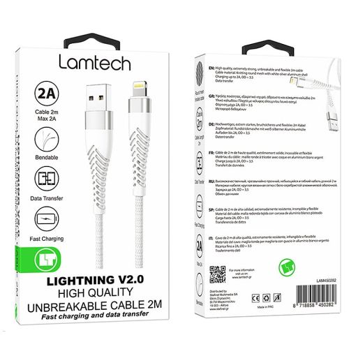 Εικόνα της Καλώδιο Lamtech Lightning to USB-A 2m Silver LAM450282