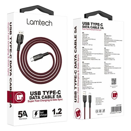 Εικόνα της Καλώδιο Lamtech USB-C to USB-A 100W 1.2m Black LAM111849