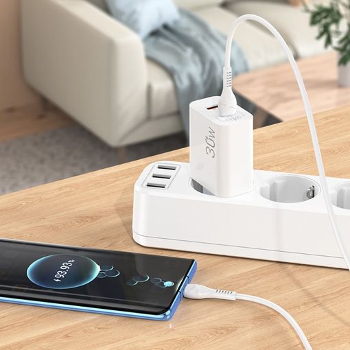 Εικόνα της Φορτιστής Lamtech USB-A QC3.0 & USB-C PD 30W White LAM023534