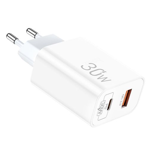 Εικόνα της Φορτιστής Lamtech USB-A QC3.0 & USB-C PD 30W White LAM023534