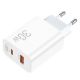 Εικόνα της Φορτιστής Lamtech USB-A QC3.0 & USB-C PD 30W White LAM023534