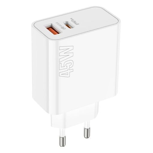 Εικόνα της Φορτιστής Lamtech USB-A QC3.0 & USB-C PD 45W White LAM023541