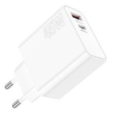 Εικόνα της Φορτιστής Lamtech USB-A QC3.0 & USB-C PD 45W White LAM023541