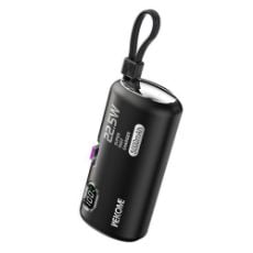 Εικόνα της Power Bank WK 5000mAh Dual USB-C PD & Built-In Lightning Cable 22.5W Black WP-19