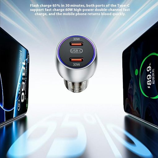 Εικόνα της Φορτιστής Αυτοκινήτου WK Dual USB-C PD 60W Black WP-C54