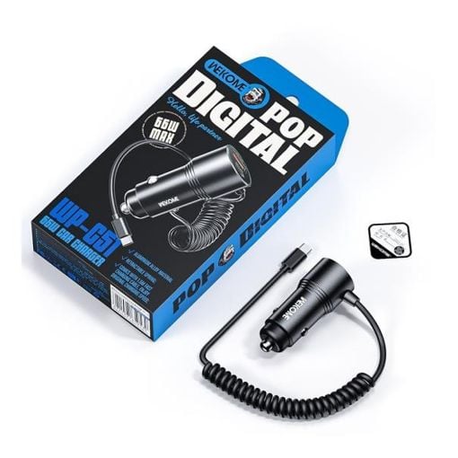 Εικόνα της Φορτιστής Αυτοκινήτου WK USB-A/USB-C & Built-In USB-C Cable 66W Black WP-C51