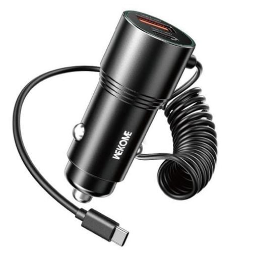 Εικόνα της Φορτιστής Αυτοκινήτου WK USB-A/USB-C & Built-In USB-C Cable 66W Black WP-C51