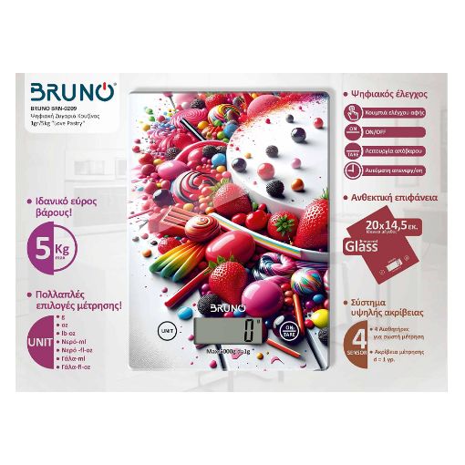 Εικόνα της Ψηφιακή Ζυγαριά Κουζίνας Bruno 5kg Love Pastry BRN-0209