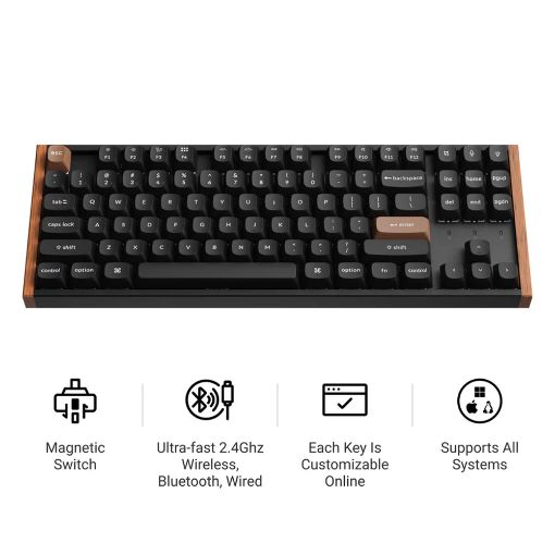 Εικόνα της Πληκτρολόγιο Keychron K8 HE 80% Wireless RGB Hot-Swappable Magnetic Nebula Switches (US) Special Edition Black K8H-F1