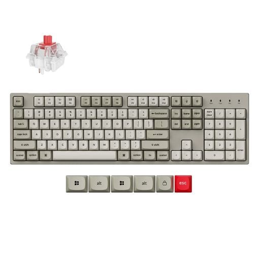 Εικόνα της Πληκτρολόγιο Keychron C2 Pro 8K QMK Full Hot-Swappable RGB Super Red Switches (US) Retro C2PX-M1