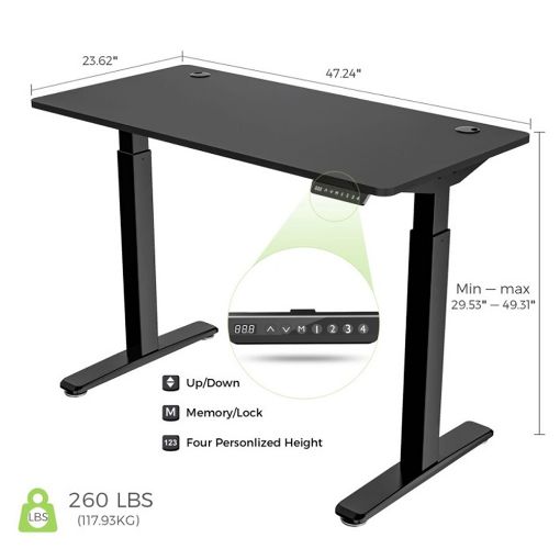 Εικόνα της Eureka Ergonomic Γραφείο 120 x 60 x 75-122 cm με Μεταλλικά Πόδια & Ρυθμιζόμενο Ύψος ERK-EHD-4801-B-V1