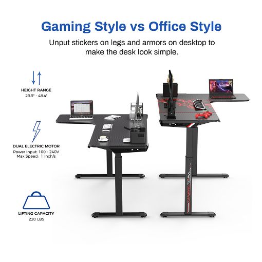 Εικόνα της Gaming Desk Eureka Ergonomic L60R 60" Carbon Coating Black ERK-EGD-L60R-B-US