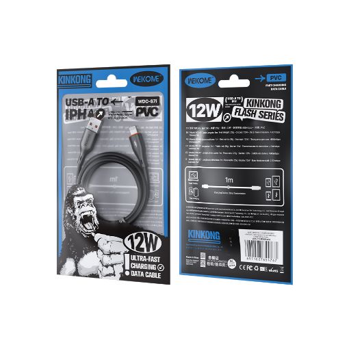 Εικόνα της Καλώδιο WK USB-A to Lightning 12W 1m Black WDC-67i