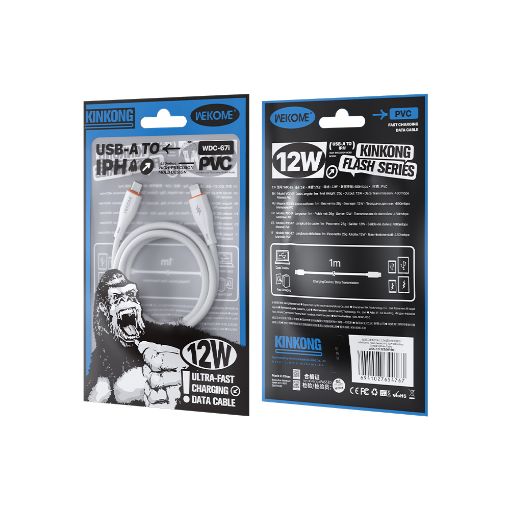 Εικόνα της Καλώδιο WK USB-A to Lightning 12W 1m White WDC-67i