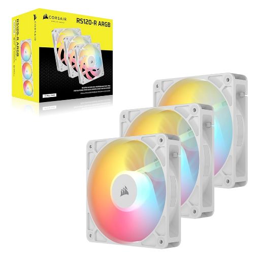 Εικόνα της Case Fan Corsair RS120-R 120mm ARGB PWM Reverse (3-Pack) White CO-9050197-WW