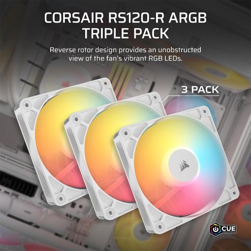 Εικόνα της Case Fan Corsair RS120-R 120mm ARGB PWM Reverse (3-Pack) White CO-9050197-WW
